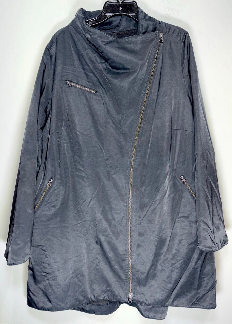 Eileen Fisher Cotton Nylon Asymmetric Zip Moto Jacket size 1X